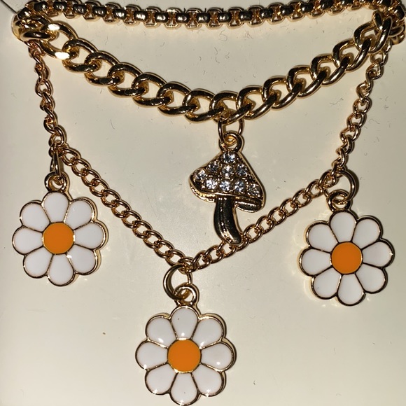 NEW 3 boho hippie anklets/mushroom/flowers - Picture 2 of 4